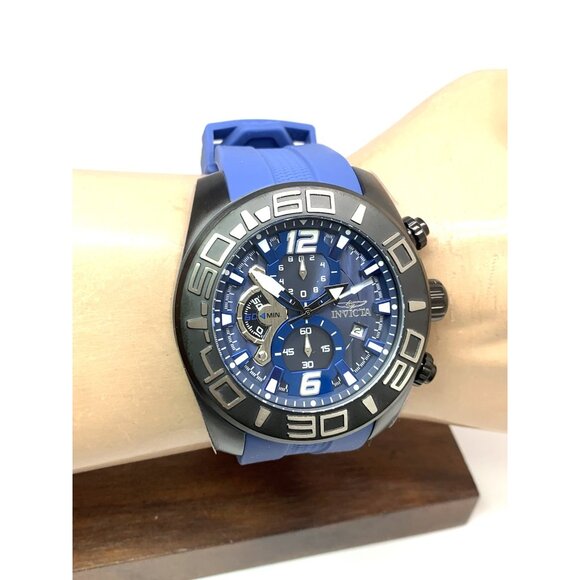Invicta Men's Watch 22812 Pro Diver Quartz Chronograph Blue Black Rubber Strap - Picture 12 of 15